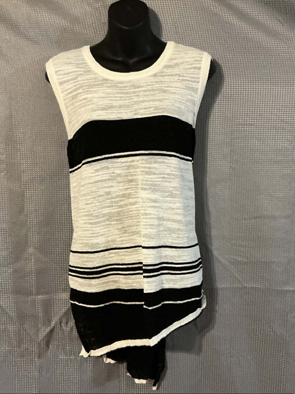 Anthropologie Black and White Striped Sleeveless Knit Tank Top
